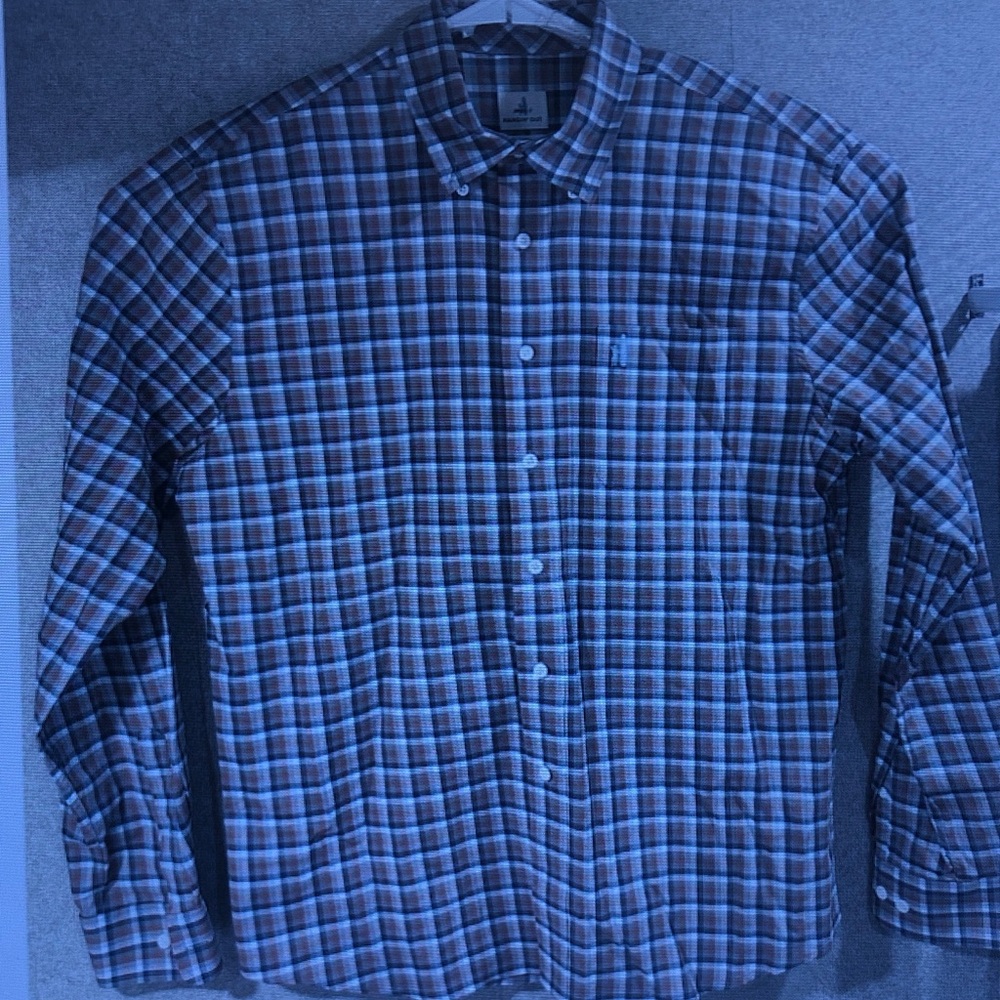 Men's Plaid Button-Down Shirt - Brown/Blue